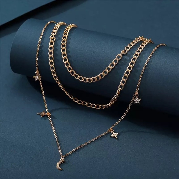 “Celestial Angel” Gold Chain Moon Star Necklace - Picture 4 of 5